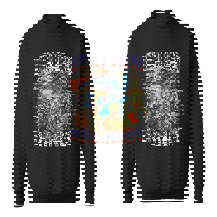 イタリアのブレインロットビッグミーム7月4日フラッグフット。 スウェットシャツ