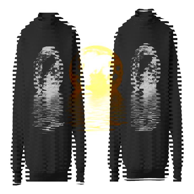 イルカ 海 夕日 月 反射 自然 恋人 ギフト スウェットシャツ