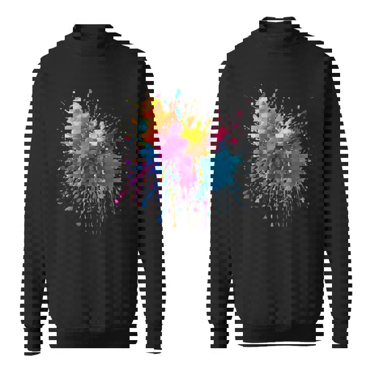 インク ペンキ 飛び散り レインボープリント カラフル イラスト スウェットシャツ