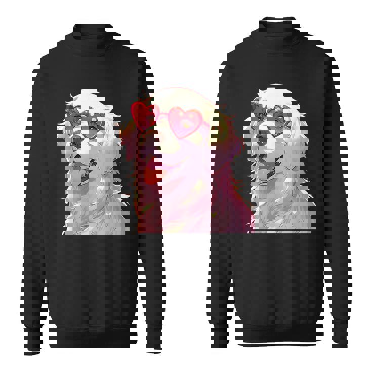 イングリッシュクリーム ゴールデンレトリバー ママギフト ハート メガネ ラブ スウェットシャツ