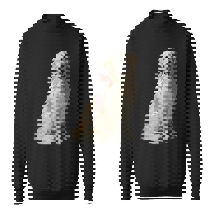 イングリッシュクリーム ゴールデンレトリバー 子犬 ピンク リボン クリーン ガール スウェットシャツ