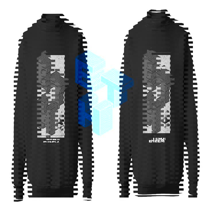 イーサリアム クリプトアイソメトリックテキスト Eth 暗号通貨シャツ スウェットシャツ