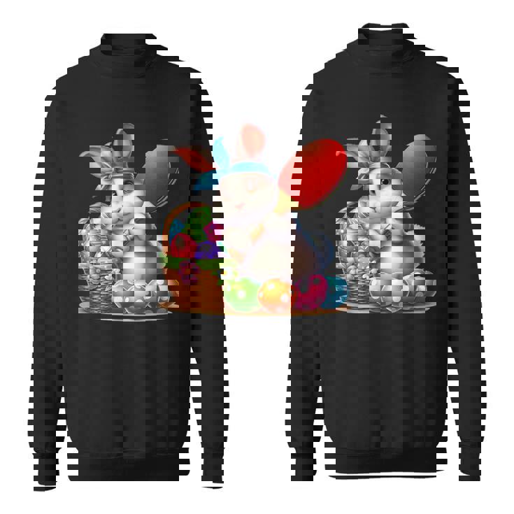 イースターバニー卓球ウサギイースターエッグ卓球 スウェットシャツ