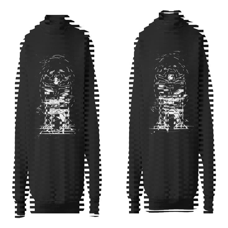 ウィトルウィウス的人体図 ドラム 面白tシャツ レオナルドダヴィンチ おもしろ ドラマー 服 音楽 メンズ スウェットシャツ