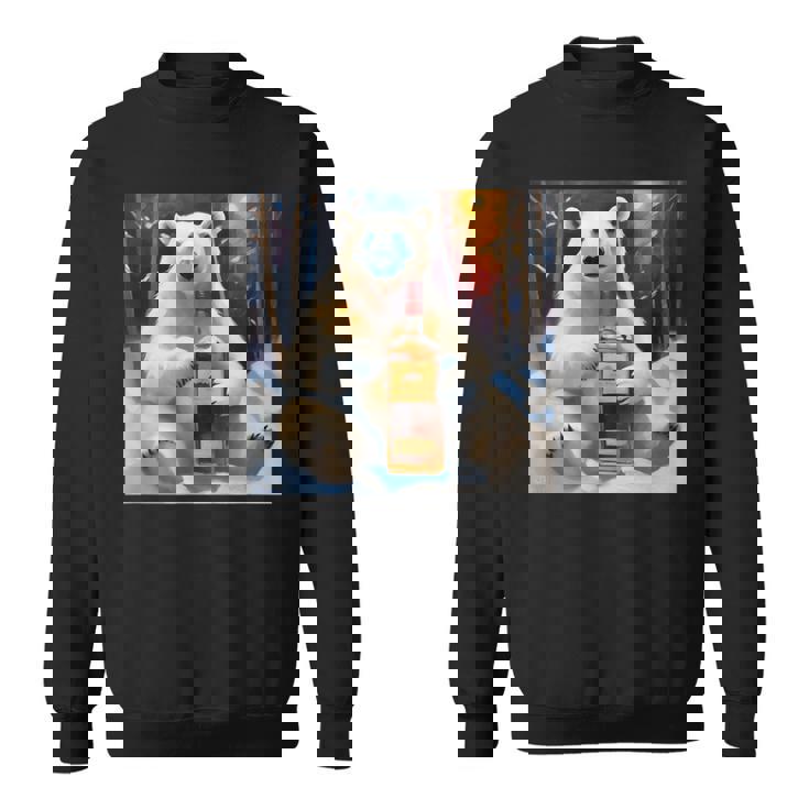 ウイスキーが飲みたいと目で訴える白熊 半袖 男女兼用 スウェットシャツ