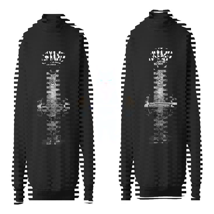 ウェイトリフティング 筋トレ バーベル やる気がないなら家に帰れ グレー 猫 ねこ スウェットシャツ