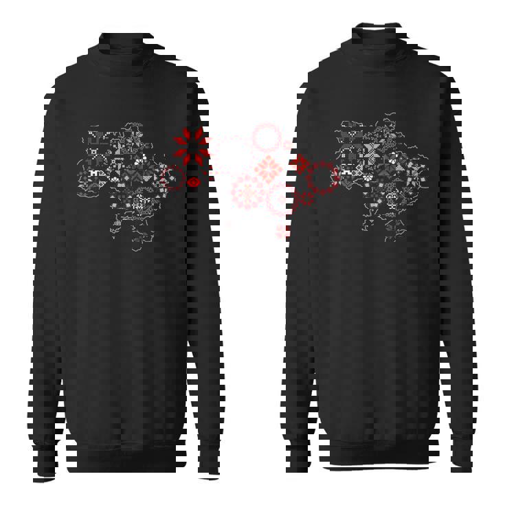 ウクライナ地図 ヴィシバンカ風 Ua刺繍 スウェットシャツ