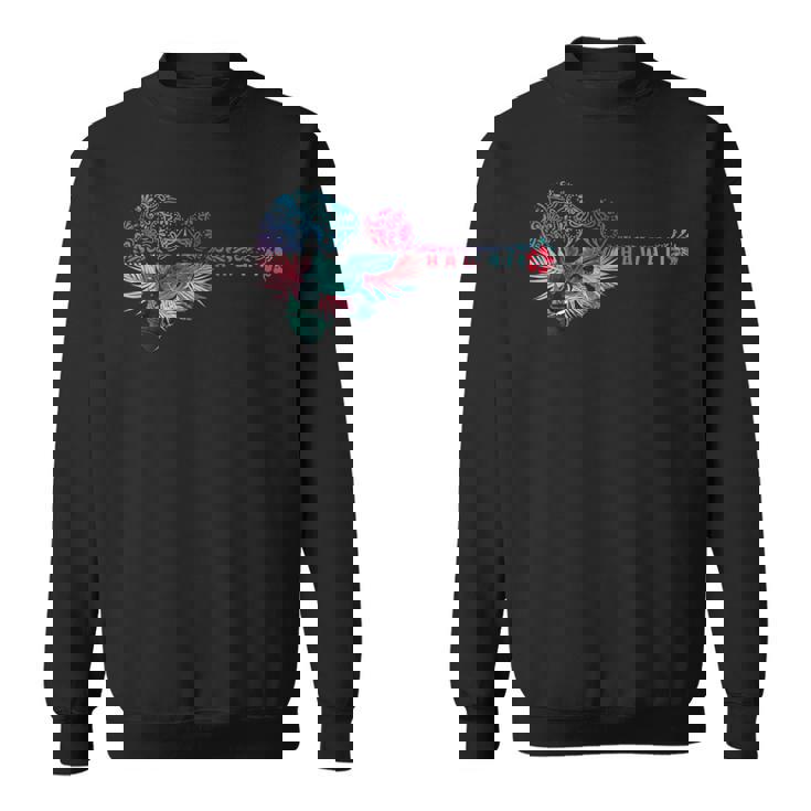 ウクレレ トライバル・フラワー アロハ・ギター ハワイ スウェットシャツ