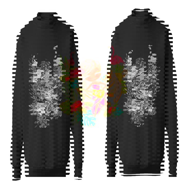 ウクレレフラガールティキバケーションハワイアンルアウビーチフラミンゴ スウェットシャツ