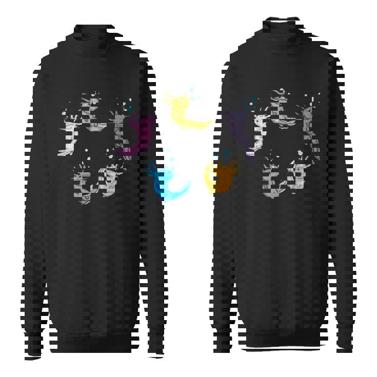 ウーパールートル メキシコウォーターサラマンダー カラフルなウーパールーパー スウェットシャツ