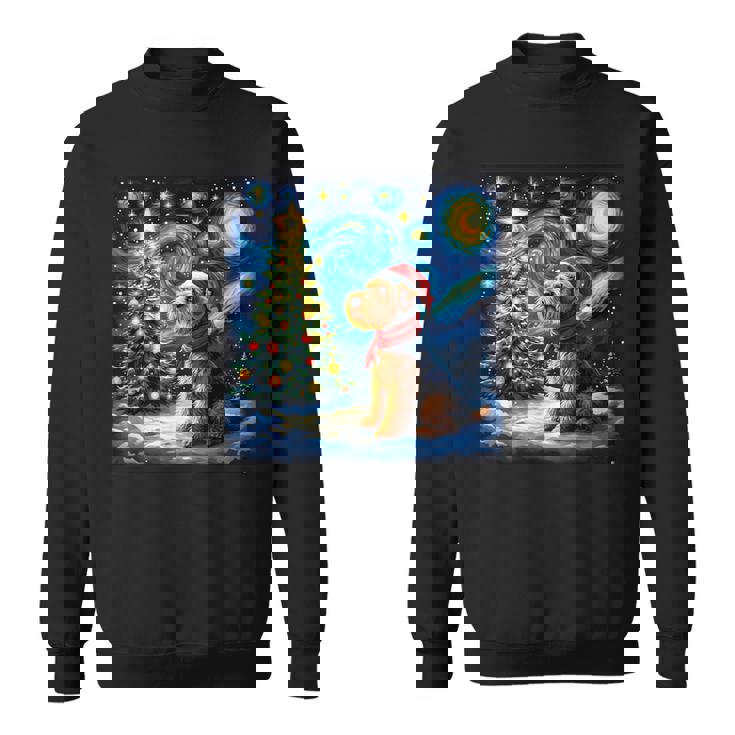 エアデール・テリア 星降る夜 クリスマス ゴッホ 犬の休日 スウェットシャツ