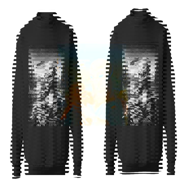 エイリアンホールディングヒューマンベイビーufo地球外接触tシャツ スウェットシャツ