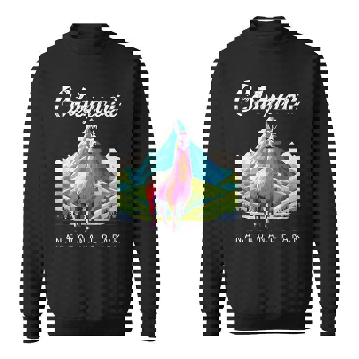 エクアドル コトパクシ国立公園 レトロ ラマ お土産 ハイキング スウェットシャツ