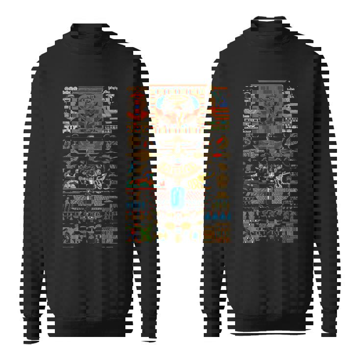 エジプトの多色オーナメント ヒエログリフ ヒエログリフ スウェットシャツ