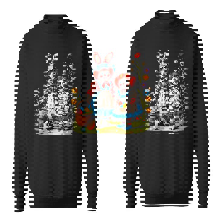 エッグハントにイースターバニーの耳を持つラガディアン。 スウェットシャツ