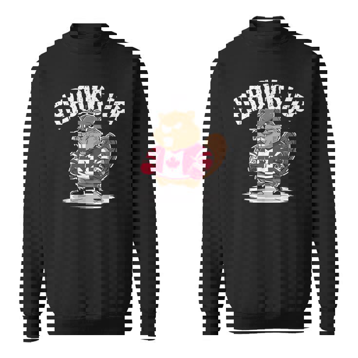 エルボーズ アップ ホッケー ビーバー カナダ人 誇り高き北 強くて自由 スウェットシャツ