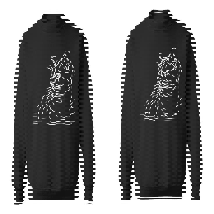 エレガントなラインアート ブリティッシュショートヘアの猫 スウェットシャツ