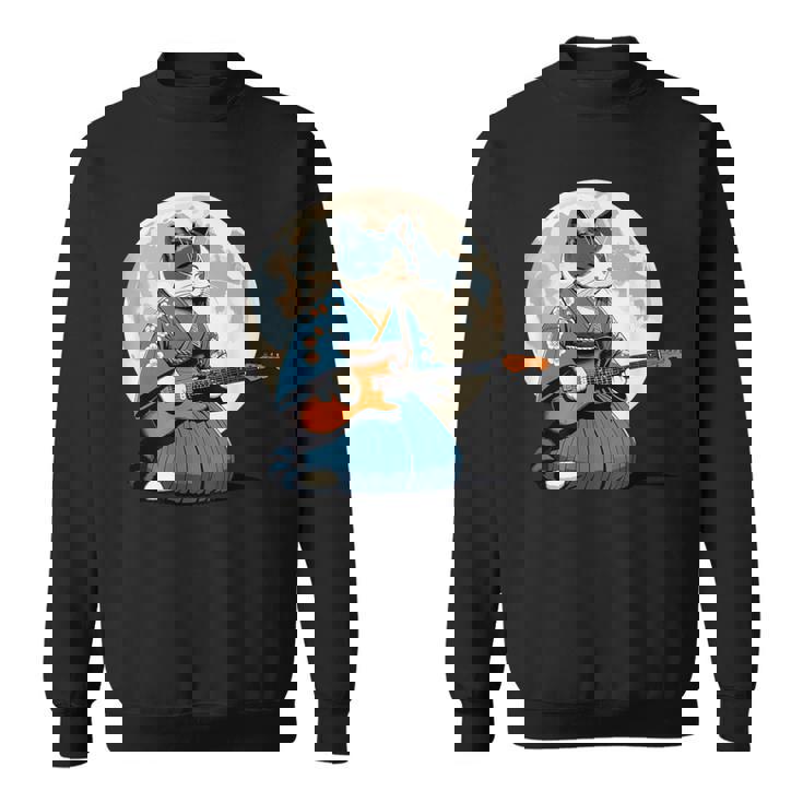 エレキギターを弾く日本猫 着物&猫ギター スウェットシャツ