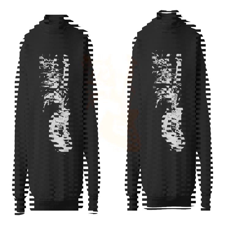 エレキギターを弾く猫 面白い猫ロッカー ロックショーで スウェットシャツ