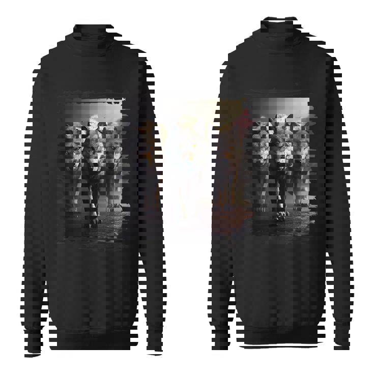 オオカミの部族 野生動物 ウルフ マウンテン スウェットシャツ