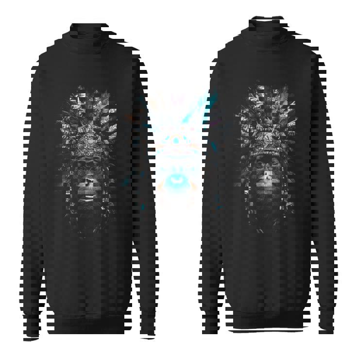 オランウータン ネイティブアメリカン ヘッドドレス 野生動物愛好家 スウェットシャツ