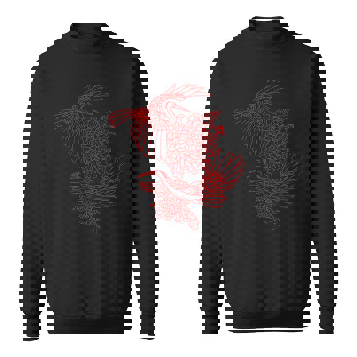 オリジナルツインサギと菊レッドラインアート スウェットシャツ