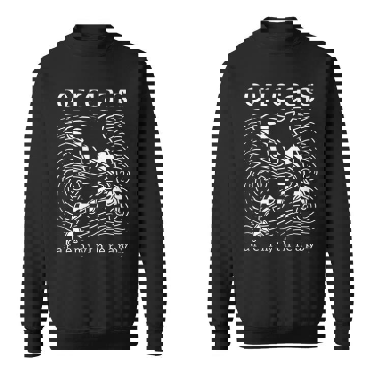 オルカのセラピー キュートなクジラ 面白い言葉 スウェットシャツ