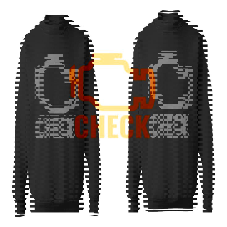 オレンジ色の車のエンジンダッシュボード警告灯 面白いメカニック。 スウェットシャツ
