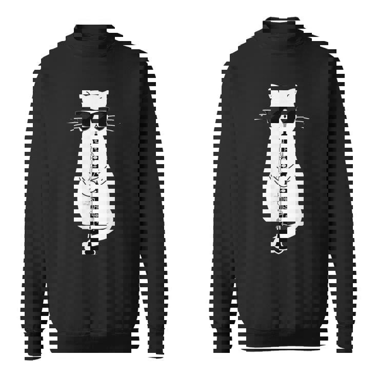 オーボエで遊ぶサングラスをかけた猫 スウェットシャツ