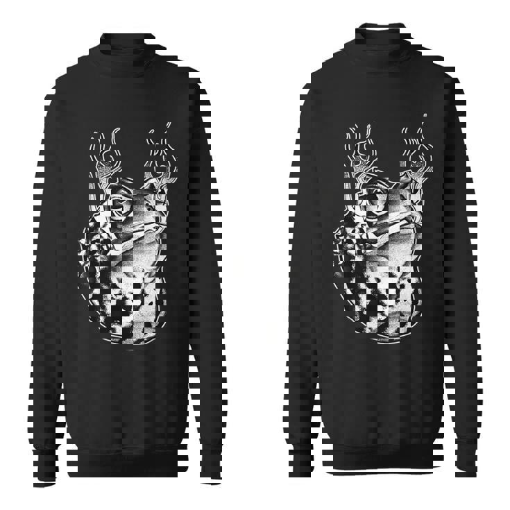 カエル ウシガエル ヒキガエル 炎 ブラックワーク スウェットシャツ