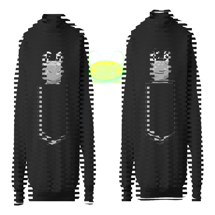 カエルポケットにカエルポケットペットカエルグリーンカエルポケット スウェットシャツ