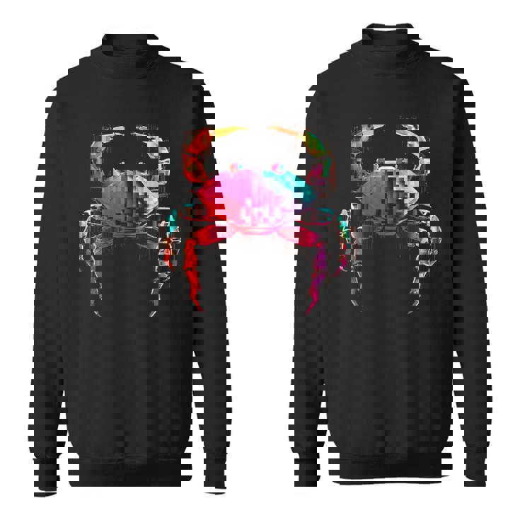 カニ カラフル 幾何学 動物 アート グラフィック モチーフ カニ スウェットシャツ