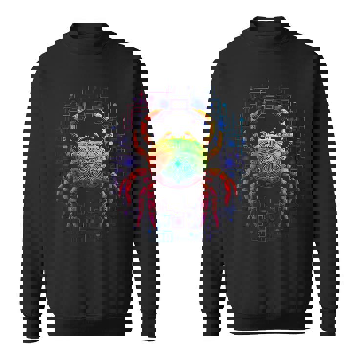 カニ曼荼羅動物モチーフアートカニ スウェットシャツ