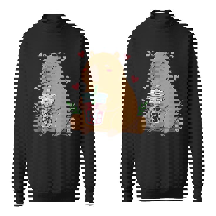 カピバラ ボバ バブルティー キッズ ガールズ キッズ カワイイ カピバラ スウェットシャツ