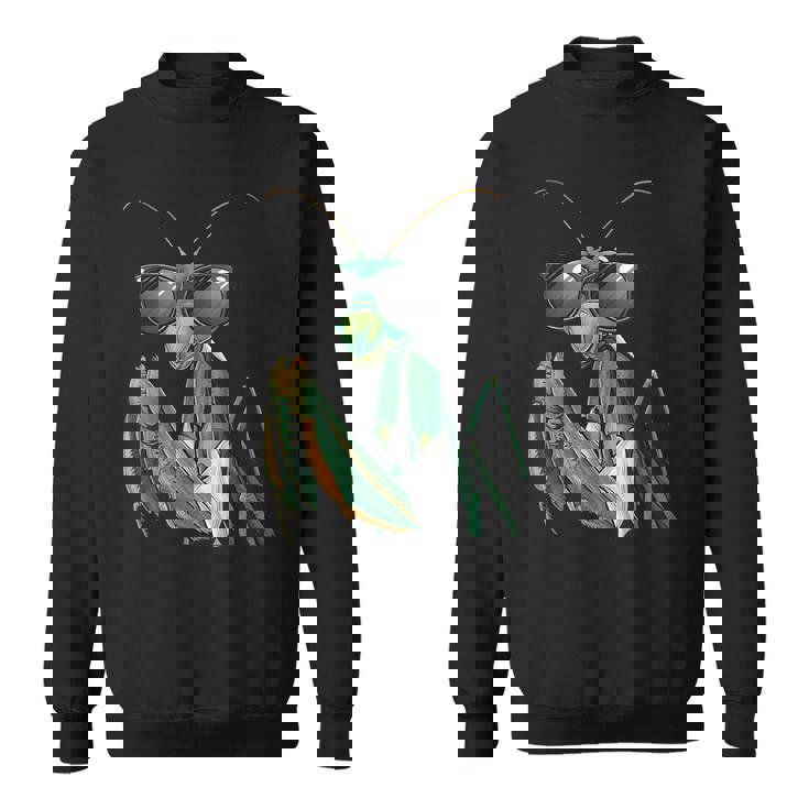 カマキリのサングラスをかぶったコスチュームファニーバグ昆虫 スウェットシャツ