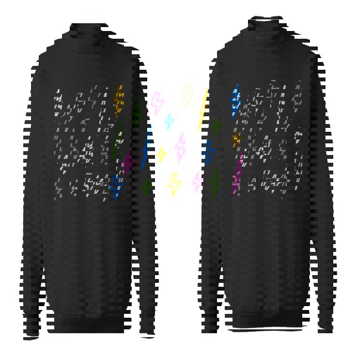 カラフル エイティズ 80年代風 レトロ 稲妻 クラシック パターン スウェットシャツ