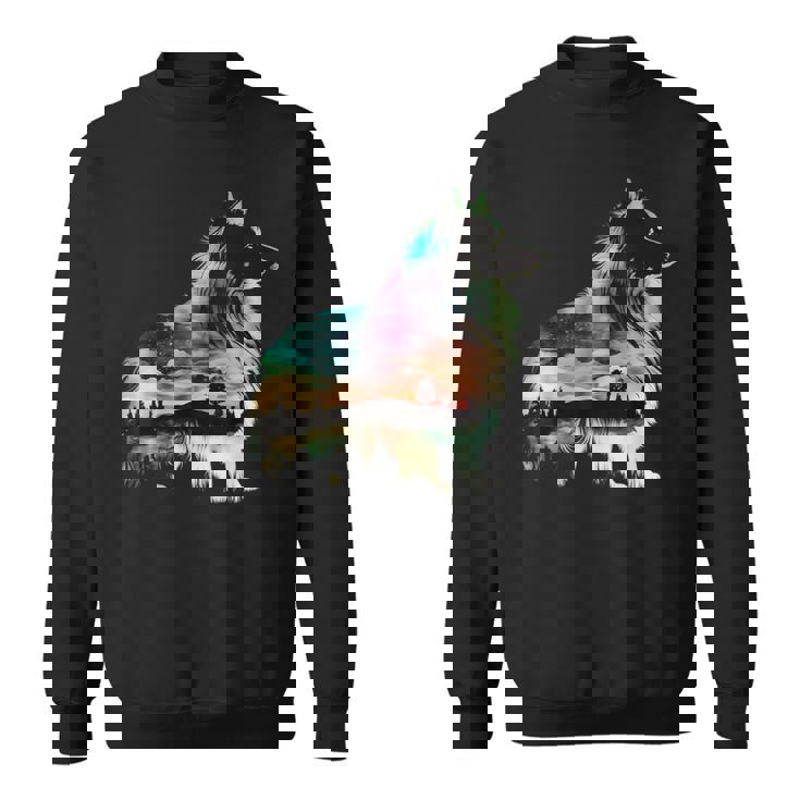 カラフル シェルティ 自然 シェットランド シープドッグ 反射 スウェットシャツ