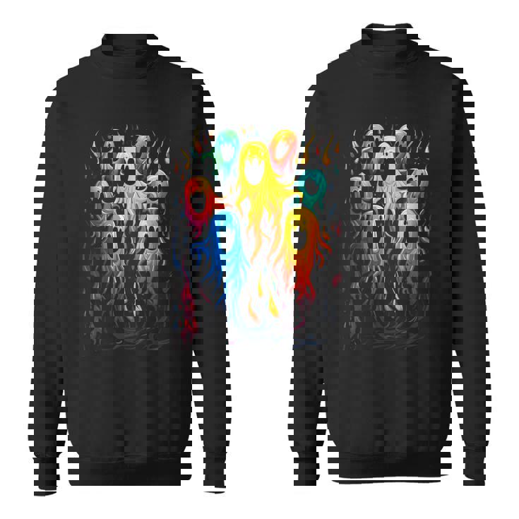 カラフル ハロウィン 幽霊 面白いグラフィックtシャツ スウェットシャツ