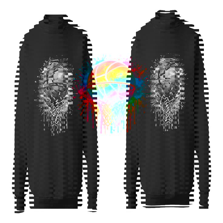 カラフル バスケットボール 絞り染め カラー スプラッシュ フープ ネット スラム ダンク スウェットシャツ