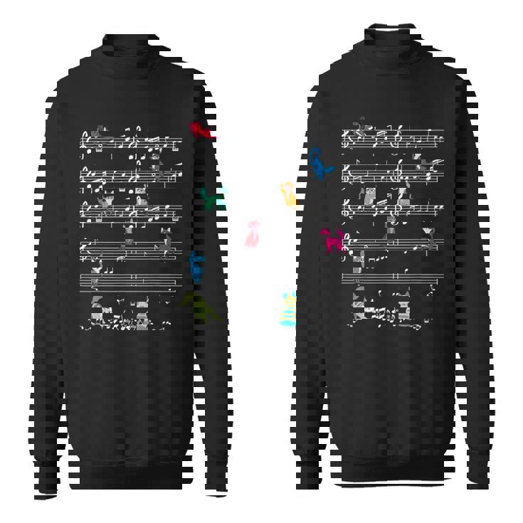 カラフルでかわいい猫 音符 楽譜 スウェットシャツ