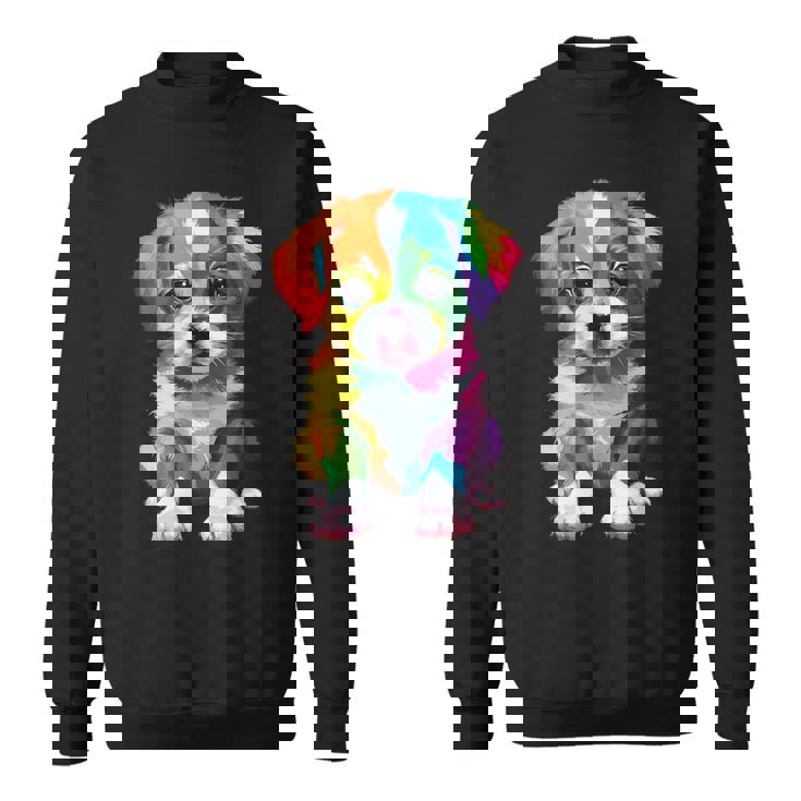 カラフルなかわいい子犬 愛らしい犬 スウェットシャツ