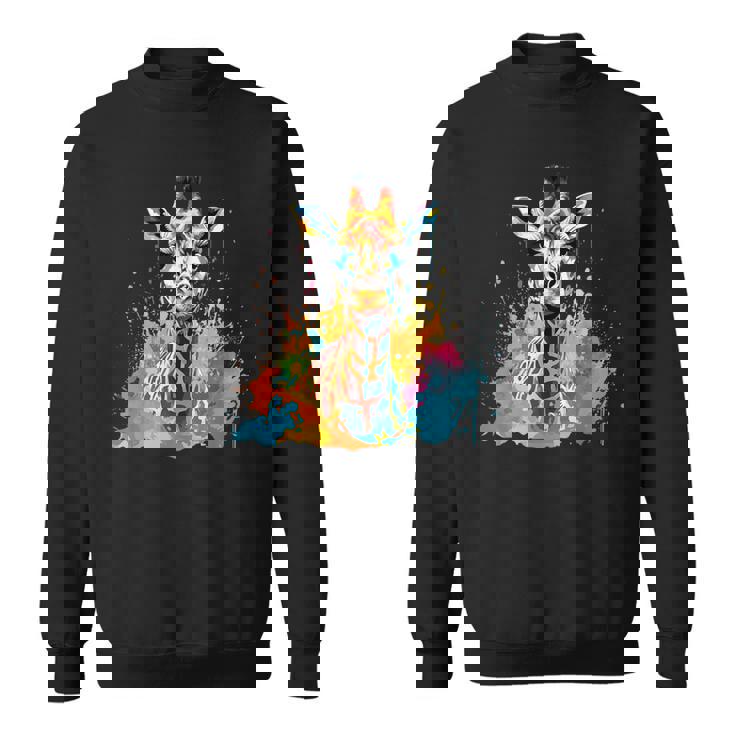 カラフルなキリン 動物 恋人 スプラッシュアート スウェットシャツ