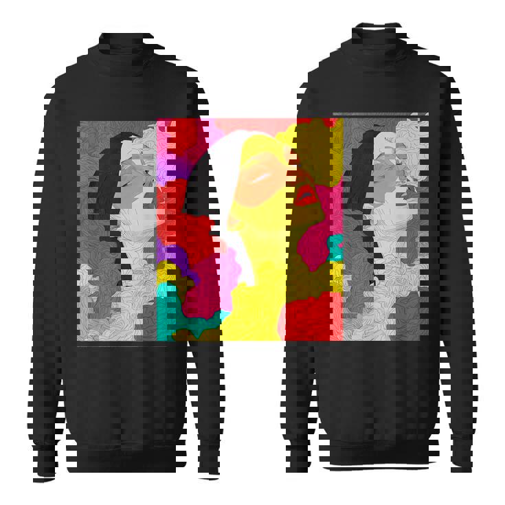 カラフルなドリームスケープ – シュールな顔と抽象的な波 スウェットシャツ