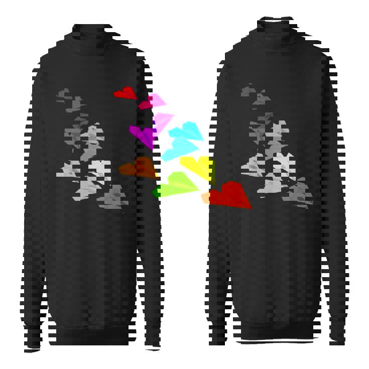 カラフルな紙飛行機デザイン 飛行機愛好家向け スウェットシャツ