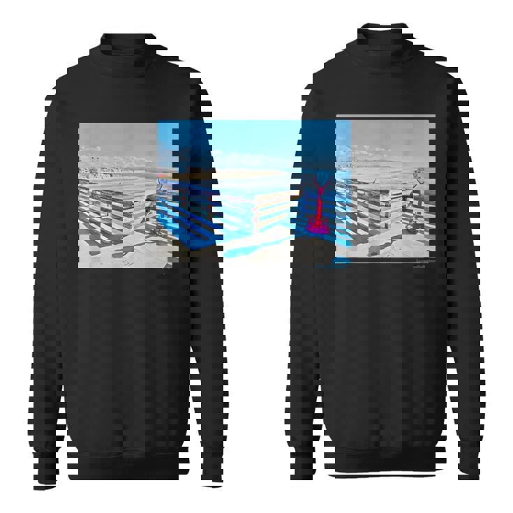 カリフォルニアの桟橋からのカラフルな海の景色 スウェットシャツ