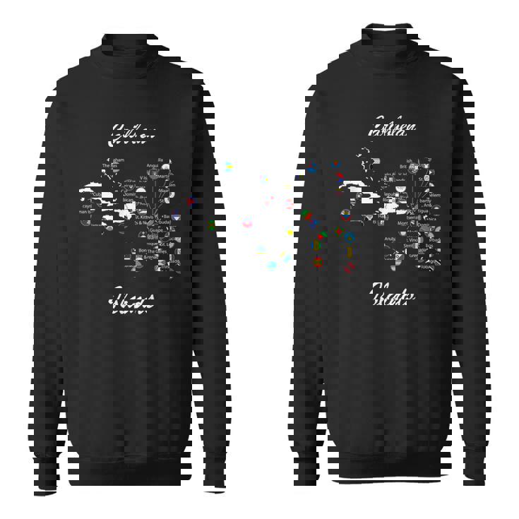 カリブ海諸島の旗と地図、カリブ海の休暇tシャツ スウェットシャツ