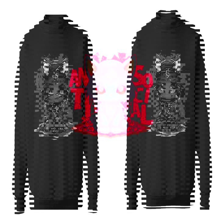 カワイイアニメ ゴシックキャット 反社会的 内向性 メンヘラ スウェットシャツ