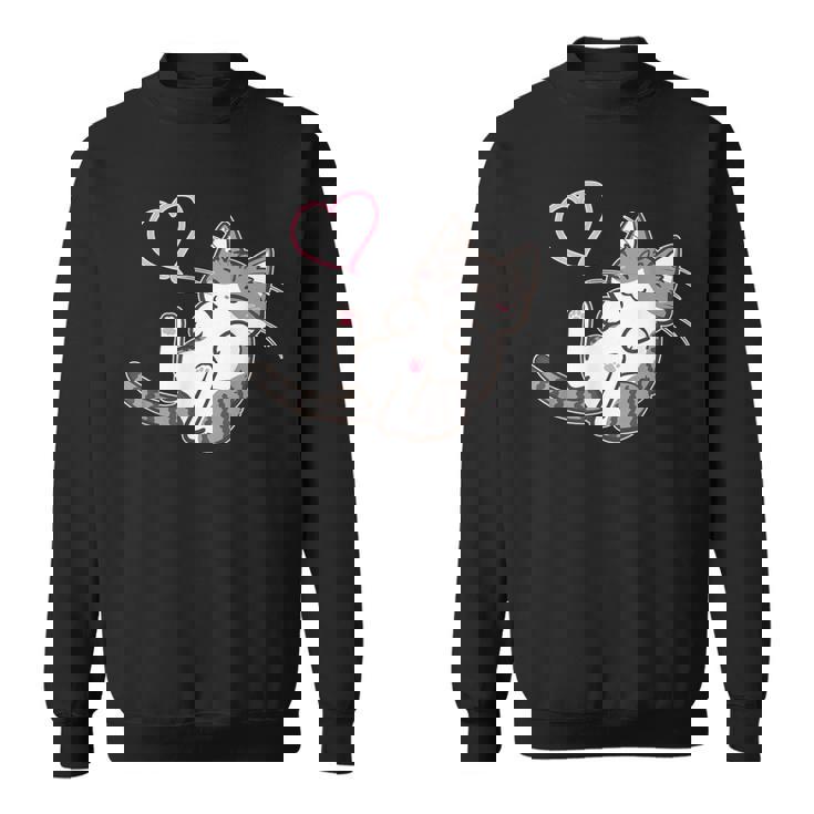 キジ白猫ぐっすり眠る猫ちゃん 猫好き スウェットシャツ