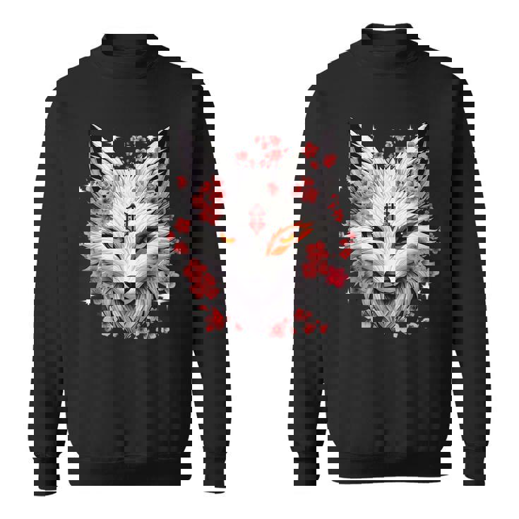 キツネ キツネ キツネ マスク アニメ カワイイ 桜 花 スウェットシャツ