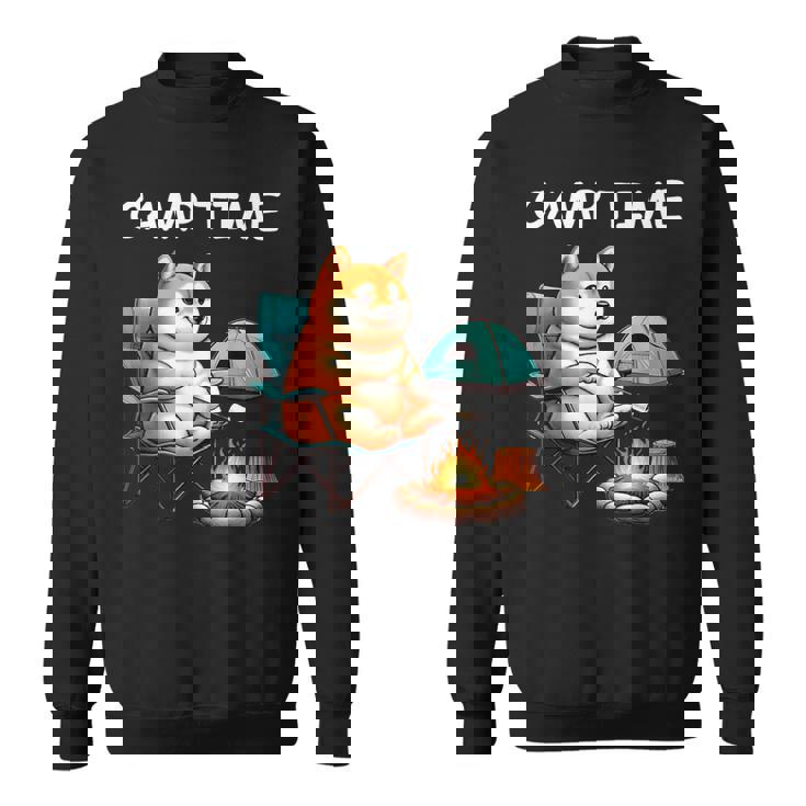 キャンプ Camp Time アウトドア 焚火 おもしろ 犬 柴犬好き 柴犬 名言 文字 面白い ふざけた ネタ スウェットシャツ